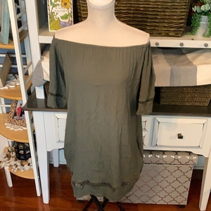 Muche Muchette Olive Green off‎ Shoulder Dress One Size